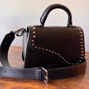 Black Studded Leather Handbag